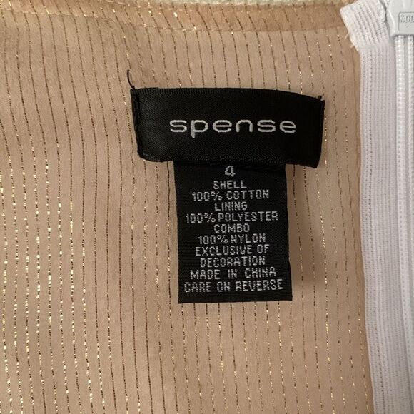 Spense Embroidered Floral Print Off White Gold Lightweight Dress Size 4 - Picture 11 of 11